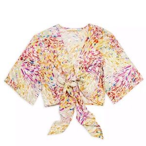 Vintage Havana Girls Tie Front Confetti Print Top